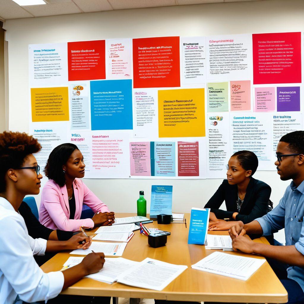 A serene scene of a diverse group of individuals gathered around a table brimming with books and visual aids about cancer prevention. Each person portrays an aura of curiosity and support as they share knowledge. In the background, a wall displays vibrant infographics on healthy living and cancer facts, with soft, warm lighting creating an atmosphere of hope and empowerment. super-realistic. vibrant colors. 3D.